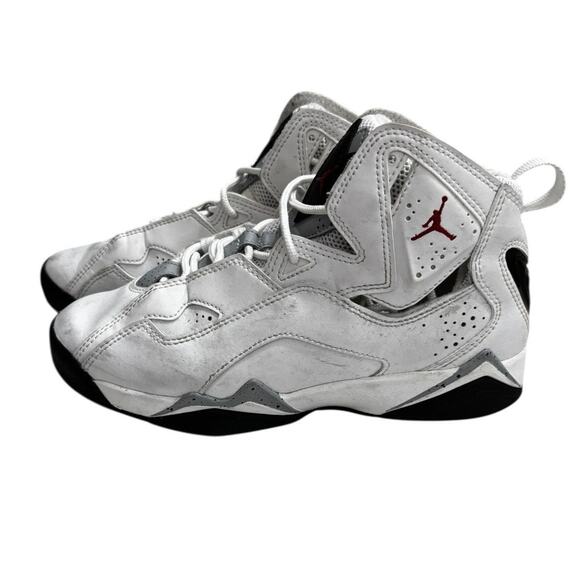 Air Jordan Youth Size 5Y True Flight White Black High Top Basketball Sneakers - Picture 2 of 8
